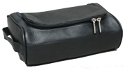 black Napa leather ziparound toiletry bag